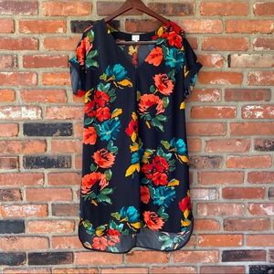 A New Day Black Floral Shift Dress